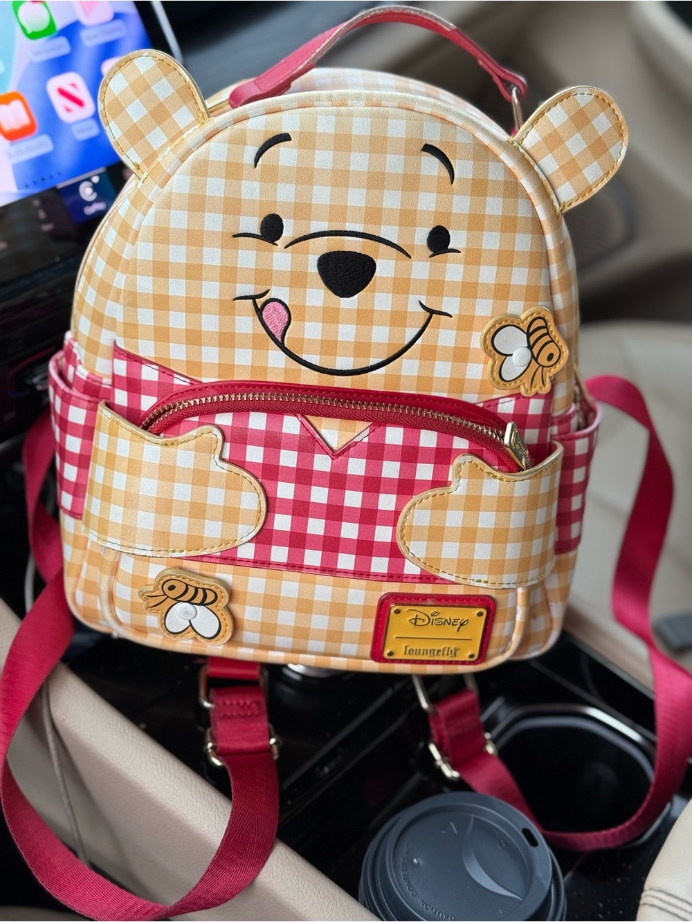 Loungefly Winnie the Pooh Gingham Kids Mini Backpack - Yellow, Red, Pink